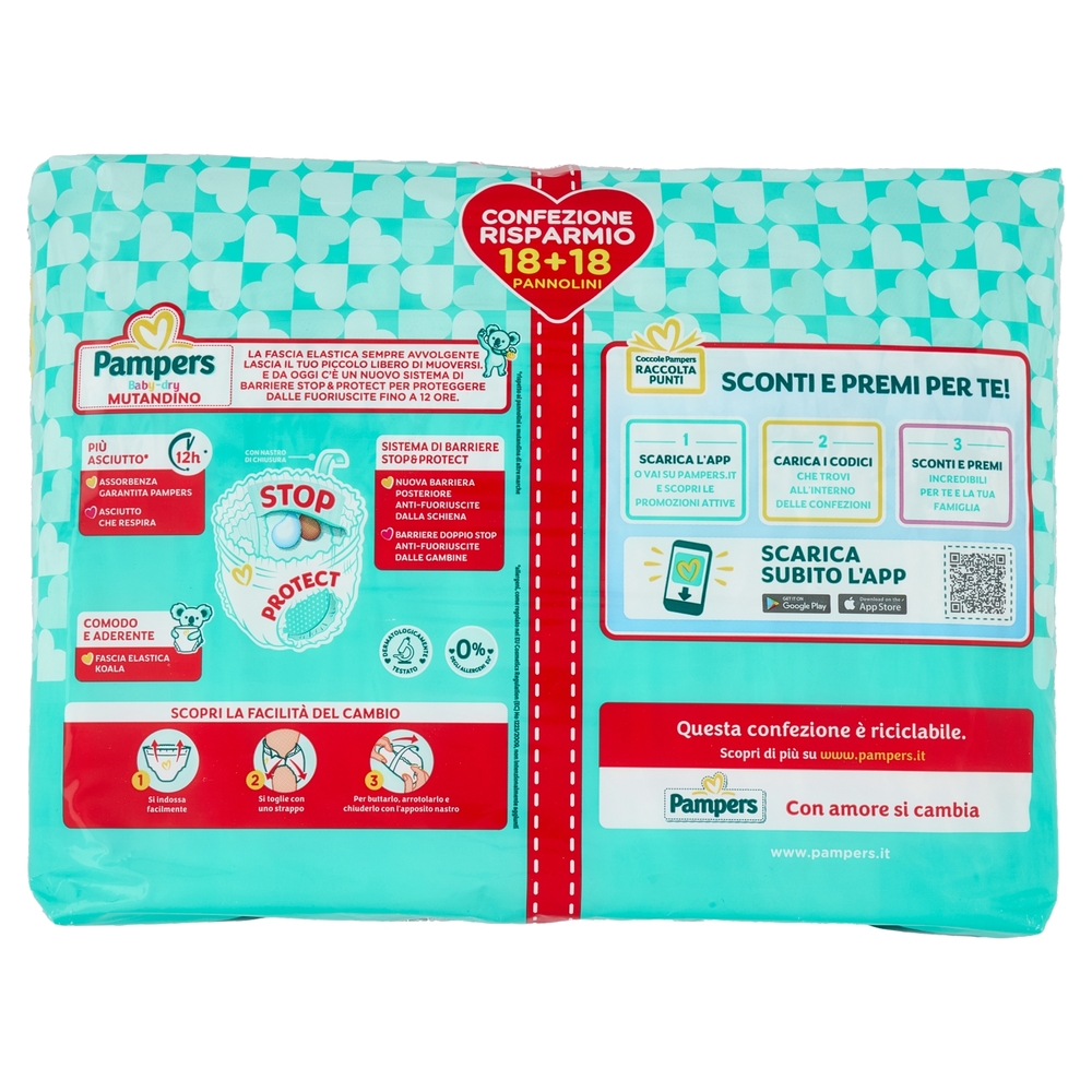 Pampers Baby-dry Mutandino Junior 18 + 18 pz